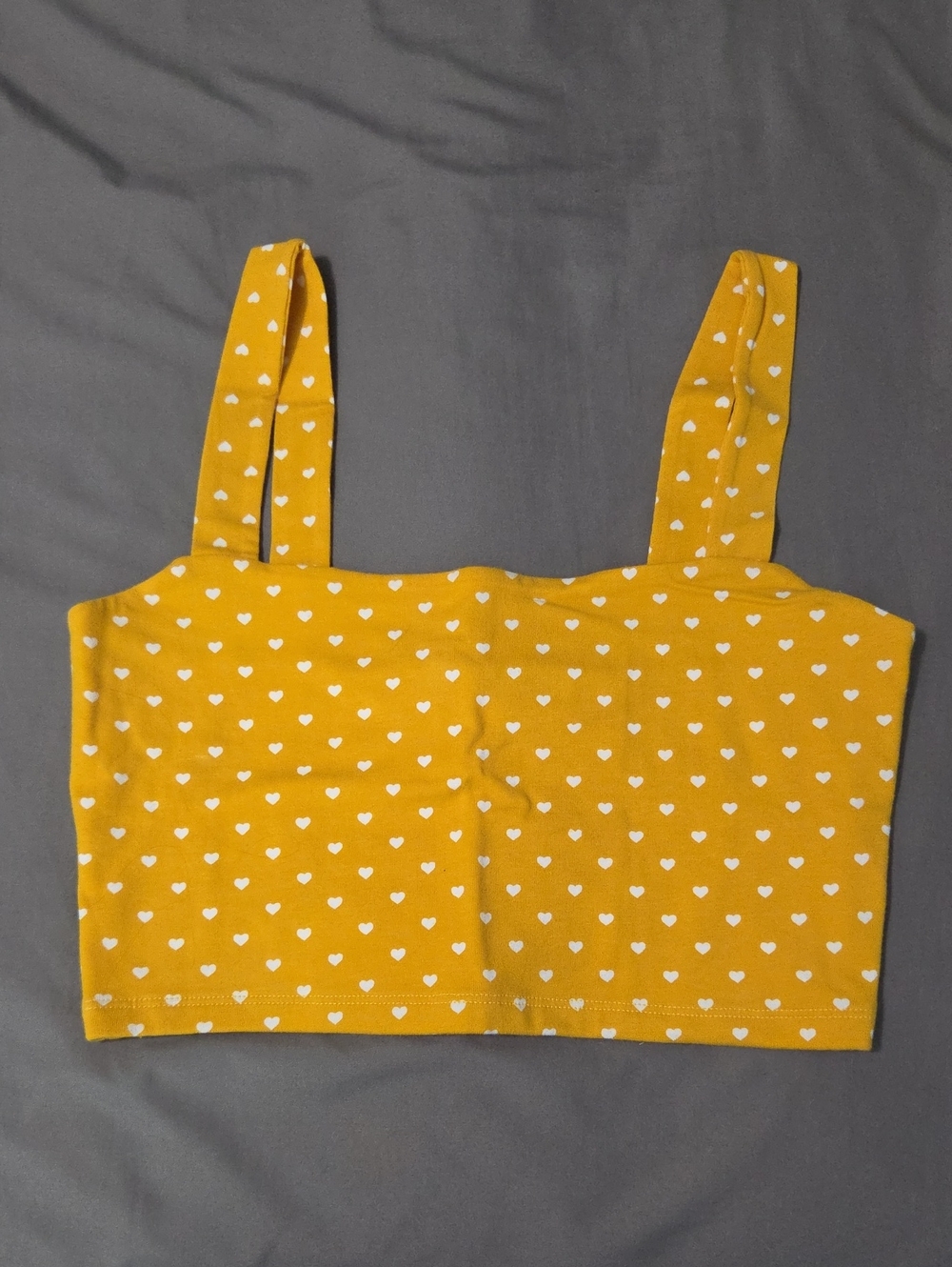 Forever 21 Mustard Yellow Heart Print Crop Tank